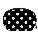 Polka Dots - Bubbles Cyan on Black Accessory Pouch (Large)