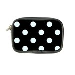 Polka Dots - Bubbles Cyan on Black Coin Purse