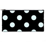 Polka Dots - Bubbles Cyan on Black Pencil Case