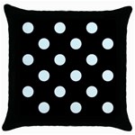 Polka Dots - Bubbles Cyan on Black Throw Pillow Case (Black)