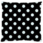 Polka Dots - Bubbles Cyan on Black Large Cushion Case (Two Sides)