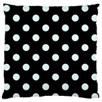 Polka Dots - Bubbles Cyan on Black Large Flano Cushion Case (Two Sides)
