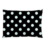 Polka Dots - Bubbles Cyan on Black Pillow Case (Two Sides)