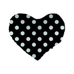 Polka Dots - Bubbles Cyan on Black Standard 16  Premium Flano Heart Shape Cushion