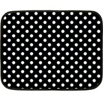 Polka Dots - Bubbles Cyan on Black Double Sided Fleece Blanket (Mini)
