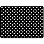 Polka Dots - Bubbles Cyan on Black Fleece Blanket (Large) (One Side)