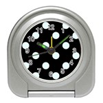 Polka Dots - Bubbles Cyan on Black Desk Alarm Clock