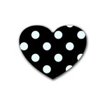 Polka Dots - Bubbles Cyan on Black Heart Coaster (4 pack)