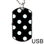 Polka Dots - Bubbles Cyan on Black Dog Tag USB Flash (Two Sides)