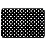 Polka Dots - Bubbles Cyan on Black Large Doormat
