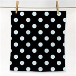 Polka Dots - Bubbles Cyan on Black Face Towel
