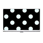 Polka Dots - Bubbles Cyan on Black Business Card Holder