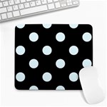 Polka Dots - Bubbles Cyan on Black Large Mousepad