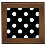 Polka Dots - Bubbles Cyan on Black Framed Tile