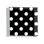 Polka Dots - Bubbles Cyan on Black 4 x 4  Acrylic Photo Block