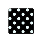 Polka Dots - Bubbles Cyan on Black Magnet (Square)