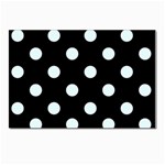 Polka Dots - Bubbles Cyan on Black Postcard 5  x 7 
