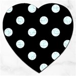 Polka Dots - Bubbles Cyan on Black Jigsaw Puzzle (Heart)