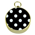 Polka Dots - Bubbles Cyan on Black Gold Compass