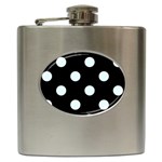 Polka Dots - Bubbles Cyan on Black Hip Flask (6 oz)