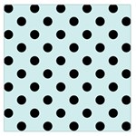 Polka Dots - Black on Light Cyan Large Satin Scarf (Square)