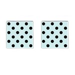 Polka Dots - Black on Light Cyan Cufflinks (Square)