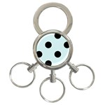 Polka Dots - Black on Light Cyan 3-Ring Key Chain