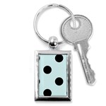 Polka Dots - Black on Light Cyan Key Chain (Rectangle)