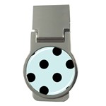 Polka Dots - Black on Light Cyan Money Clip (Round)