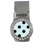 Polka Dots - Black on Light Cyan Money Clip (CZ)