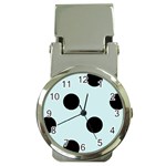 Polka Dots - Black on Light Cyan Money Clip Watch