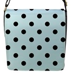 Polka Dots - Black on Light Cyan Flap Closure Messenger Bag (S)