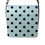 Polka Dots - Black on Light Cyan Flap Closure Messenger Bag (L)