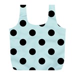 Polka Dots - Black on Light Cyan Full Print Recycle Bag (L)