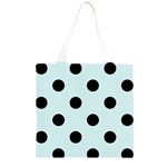 Polka Dots - Black on Light Cyan Grocery Light Tote Bag