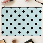 Polka Dots - Black on Light Cyan Cosmetic Bag (XXXL)