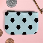 Polka Dots - Black on Light Cyan Mini Coin Purse