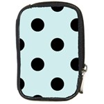 Polka Dots - Black on Light Cyan Compact Camera Leather Case
