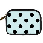 Polka Dots - Black on Light Cyan Digital Camera Leather Case