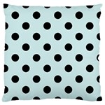 Polka Dots - Black on Light Cyan Large Cushion Case (Two Sides)