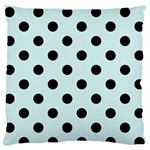 Polka Dots - Black on Light Cyan Large Flano Cushion Case (One Side)
