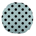 Polka Dots - Black on Light Cyan Large 18  Premium Round Cushion