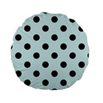 Polka Dots - Black on Light Cyan Standard 15  Premium Round Cushion