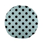 Polka Dots - Black on Light Cyan Standard 15  Premium Flano Round Cushion