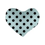 Polka Dots - Black on Light Cyan Standard 16  Premium Heart Shape Cushion