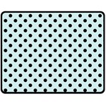 Polka Dots - Black on Light Cyan Fleece Blanket (Medium) (One Side)