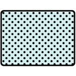Polka Dots - Black on Light Cyan Double Sided Fleece Blanket (Large) (Two Sides)