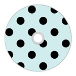 Polka Dots - Black on Light Cyan CD Wall Clock