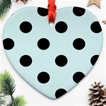 Polka Dots - Black on Light Cyan Ornament (Heart)