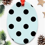Polka Dots - Black on Light Cyan Ornament (Oval)